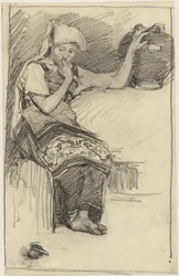 Sitzendes Mädchen mit einem Krug