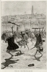 Fantasia zu Fuß vor dem Panorama von M