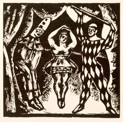 Harlekinade, Holzschnitt von Roger Fry