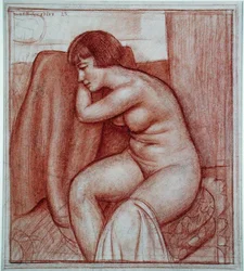 Sitzende nackte Figur