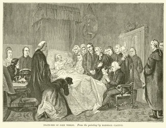 Sterbebett von John Wesley (Gravur)