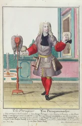 Der Perückenmacher, veröffentlicht in Augsburg, ca. 1735