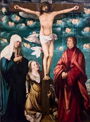 Kreuzigung mit der Jungfrau Maria, der heiligen Maria Magdalena und dem heiligen Johannes dem Evangelisten, ca. 1525-1530