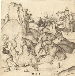Bauernfamilie auf dem Weg zum Markt