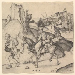 Bauernfamilie auf dem Weg zum Markt