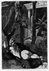 Lucius verwandelt sich versehentlich in einen Esel. „Metamorphosen“ („Der goldene Esel“ oder „Asinus aureus“), ein von Apuleius (Lucius Apuleius) (um 125-um 180) im 2. Jahrhundert geschriebener Roman