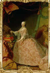 Kaiserin Maria Theresia in einem Brüsseler Spitzenkleid, ein Geschenk der flämischen Stände