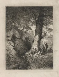 Ruhende Krieger unter einem Baum