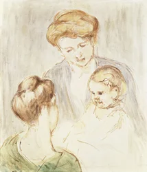 Lächelndes Baby mit zwei Mädchen