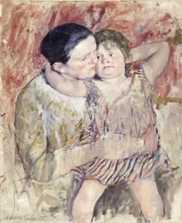 Frau und Kind (Mathilde hält ein Kind), um 1900