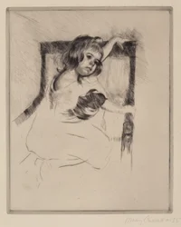 Kniend in einem Sessel (Margot), ca. 1903