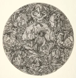 Johannes der Täufer umgeben von den Evangelisten und vier Vätern der lateinischen Kirche
