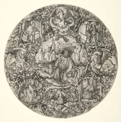 Johannes der Täufer umgeben von den Evangelisten und vier Vätern der lateinischen Kirche, 1466