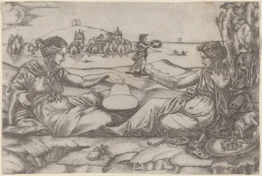 Zwei allegorische Figuren (Roma und Freiheit?)