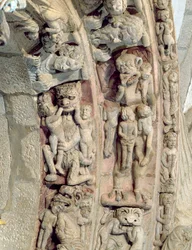 Detail des Portico de la Gloria mit Höllenszenen