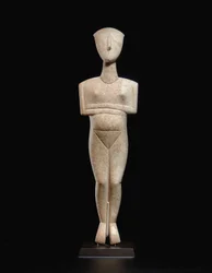 Kykladische liegende Frauenfigur, Namensstück des Schuster-Meisters, Frühe Kykladische II, ca. 2400 v. Chr. (Marmor)