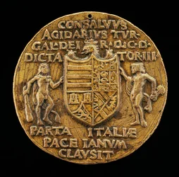 Schild unterstützt von Herkules und Janus [Rückseite], ca. 1503