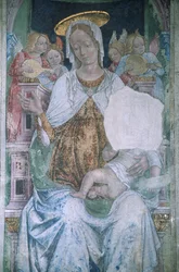 Italien, Piemont, Serralunga di Crea, Sacro Monte di Crea, Basilika Santa Maria Assunta, Kapelle, Fresko