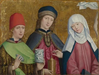 Heilige Kosmas und Damian und die Jungfrau, Liesborner Altar, ca. 1470-1480