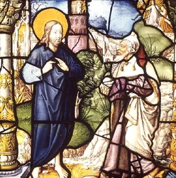 Die Versuchung Christi, Fenster, Kölner Schule, erste Hälfte des 16. Jahrhunderts (Buntglas)