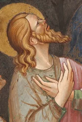 Mariä Himmelfahrt und die Jungfrau Maria, die den Gürtel oder heiligen Gürtel an St. Thomas übergibt (Detail eines Apostels)