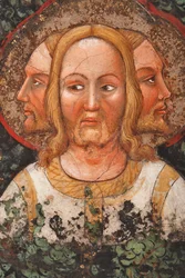 Die dreigesichtige Dreifaltigkeit und der Baum des Lebens (Detail, ca. 1420)