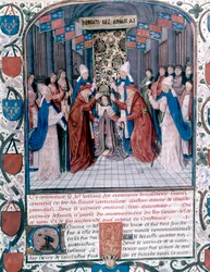Krönung Heinrichs V. von England, Illustration aus den „Chroniken von England“ von Jean de Wavrin