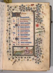 Stundenbuch von Karl dem Edlen, König von Navarra 1361-1425: fol. 2r, Februar, um 1405