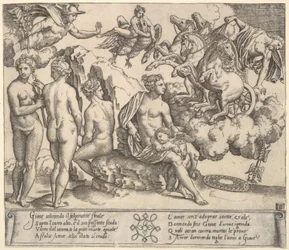Jupiter stürzt aus einer von Pferden gezogenen Kutsche, Ganymed in Form eines Adlers, 1530-60
