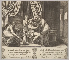 Tafel 10: Nymphen helfen Psyche, ihr Haar zu frisieren, aus 