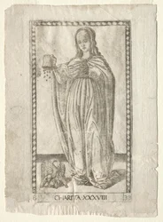 Wohltätigkeit aus den Tarocchi, Serie B: Kosmische Prinzipien & Tugenden, Nr. 38, vor 1467