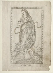 Clio Geschichte aus der Tarocchi-Serie D: Apollo und die Musen, Nr. 19, vor 1467