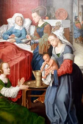 Evora Museum. Meister des Evora-Altarbildes. Die Geburt der Jungfrau. Flämische Schule 1500. Portugal.