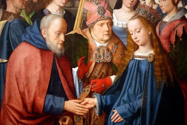 Evora Museum. Meister des Evora-Altarbildes. Die Hochzeit der Jungfrau und Joseph. Flämische Schule 1500. Portugal.