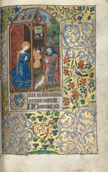 Stundenbuch Gebrauch von Rouen: fol. 56r, Anbetung mit Hirten, Geburt Christi, um 1470