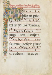 Manuskriptblatt mit dem heiligen Johannes dem Evangelisten und dem heiligen Johannes dem Täufer, zweite Hälfte des 15. Jahrhunderts