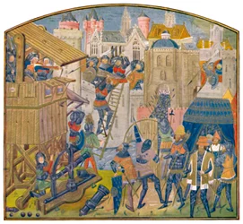 Belagerungszug, fünfzehntes Jahrhundert MS. Roy. 14 E. iv., c1470, 1903