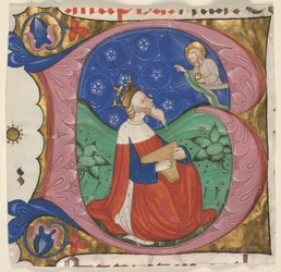 Initiale "B" (eatus Vir) aus einem Choralpsalter, ca. 1430-50