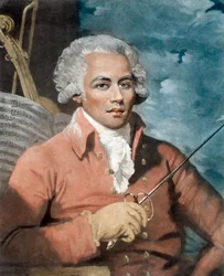 Joseph Boulogne (1748-99), Chevalier de Saint-George; Sohn eines französischen Plantagenbesitzers in Guadeloupe und einer Sklavin, Nanon, afrikanischer Herkunft - Porträt von Joseph Boulogne (1748-1799), Chevalier de Saint Georges (Saint-Georges), Komponis