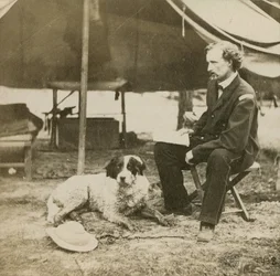 General Custer (1839-76) an seinem Hauptquartier, ca. 1864