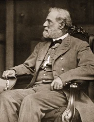 General Robert E. Lee sitzt in seinem Haus in Richmond, 1865
