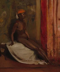 Sitzende afrikanische Frau