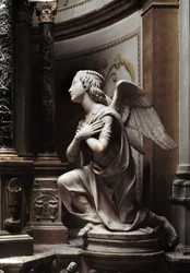 Engel in Anbetung Marmorskulptur von Matteo Civitali (1436-1501)