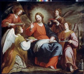 Engel dienen Christus in der Wüste