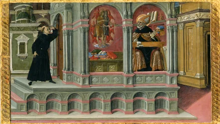 Vision des Heiligen Augustinus von den Heiligen Hieronymus und Johannes dem Täufer, 1476