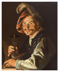 Flötenspieler mit einem Glas Wein, ca. 1615-50