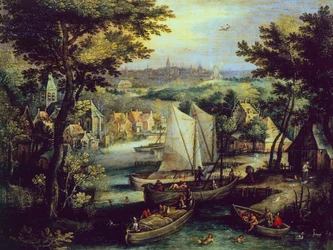 Flusslandschaft, von Mathys Bril Jünger (1550-1583)
