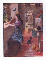 Sie nahm die Blume aus ihrer Brust, Illustration aus Lady Anns Märchen, 1914