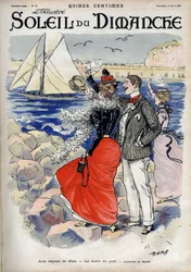 Bei der Regatta von Nizza, der Ausgang aus dem Hafen. Nach einem Aquarell von Mars. Gravur in „Le sun-du-dimanche“, 18. April.