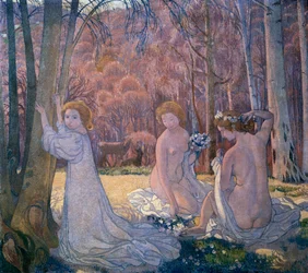 Figuren in Frühlingslandschaft Heiliger Hain, 1897